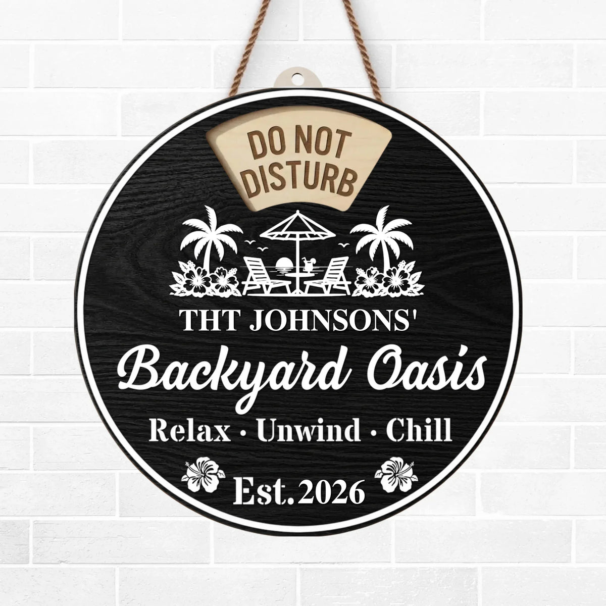 Custom Rotating Wooden Door Sign - Personalized Summer Vacation And Travel Gifts For Mom, Dad, Brother, Sister, Kids - Sun Splash Together