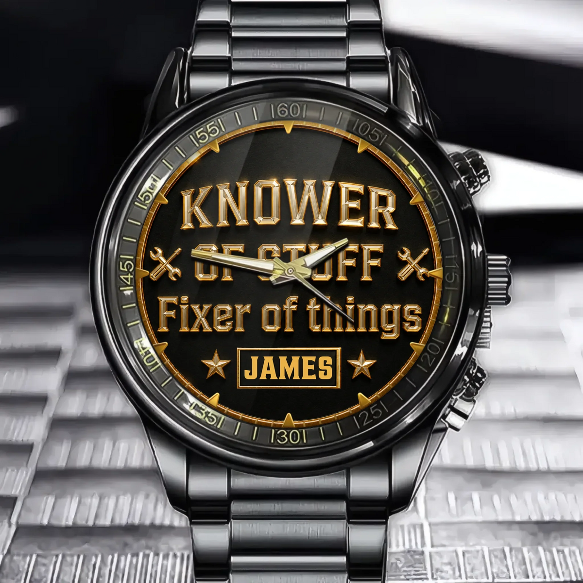 Custom Watch - Personalized Fixer And Knower Watch for Men - Ideal Gift for Handyman & DIY Dad