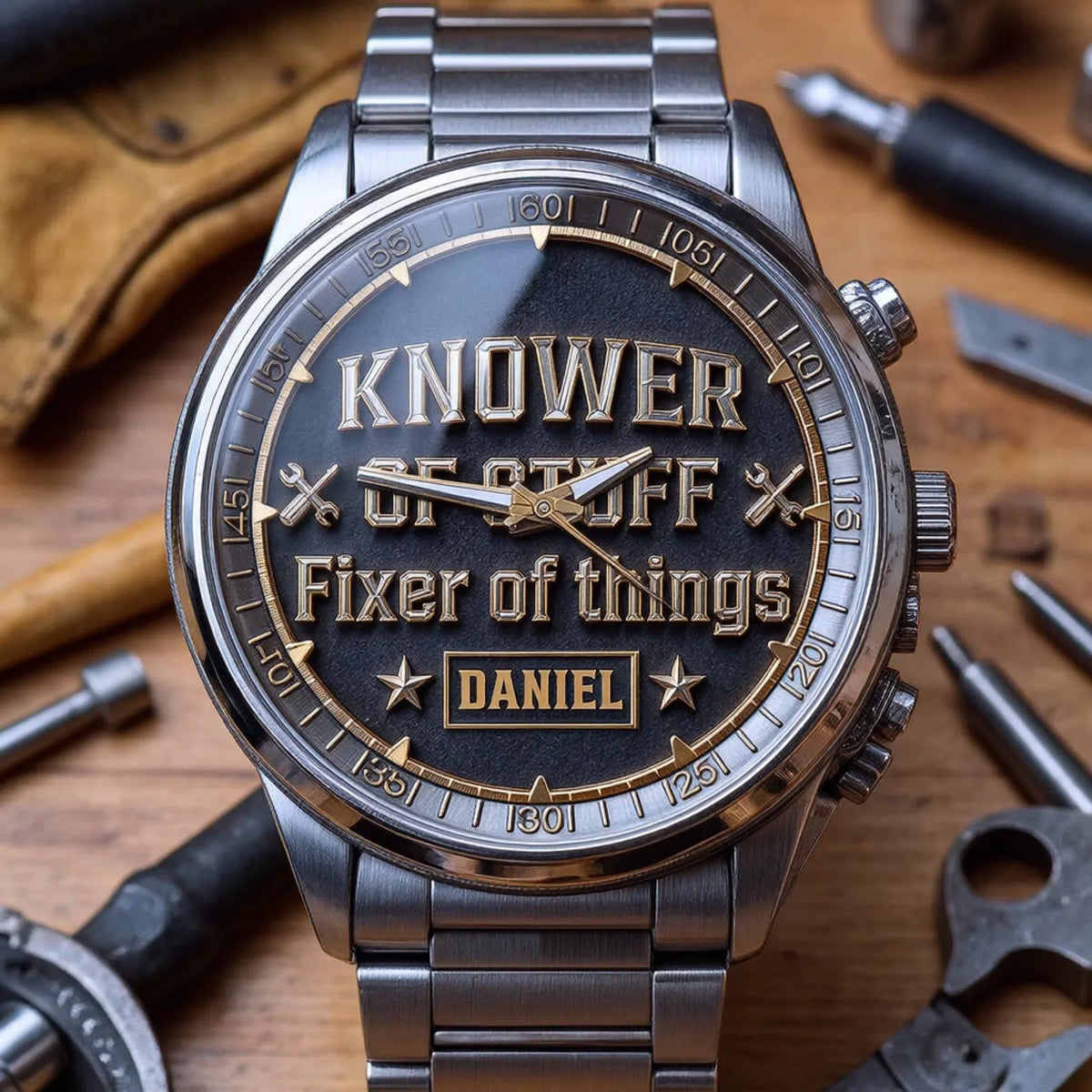 Custom Watch - Personalized Fixer And Knower Watch for Men - Ideal Gift for Handyman & DIY Dad