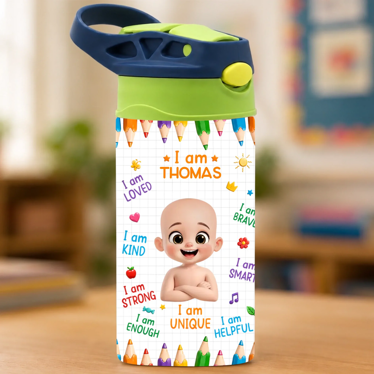 Custom Kids Insulated Water Bottle - Personalized Back To School Gifts For Kids - Ready Set Learn