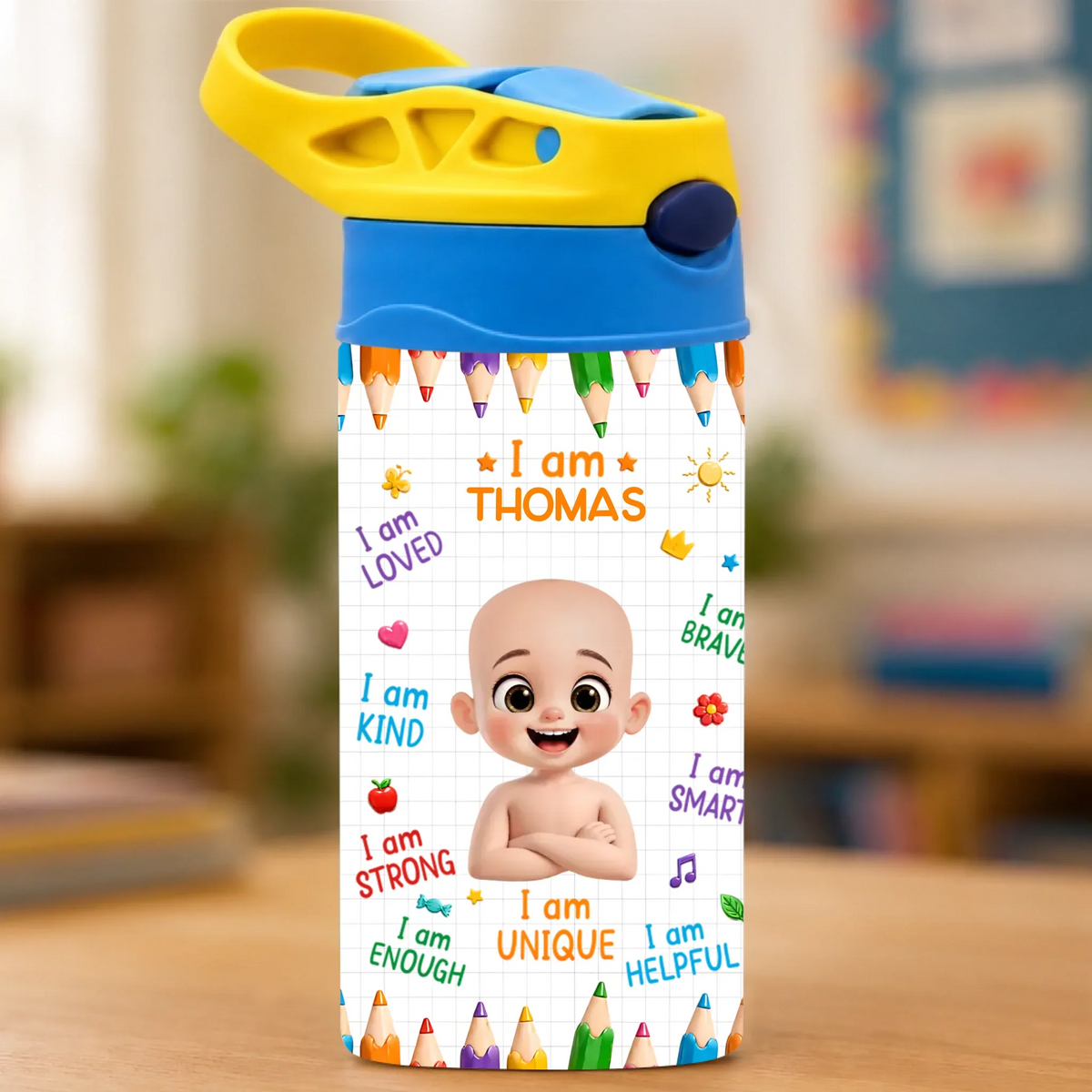Custom Kids Insulated Water Bottle - Personalized Back To School Gifts For Kids - Ready Set Learn