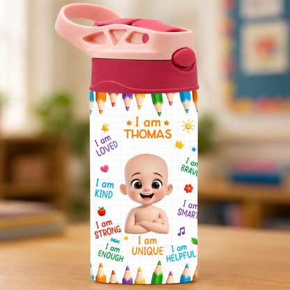 Custom Kids Insulated Water Bottle - Personalized Back To School Gifts For Kids - Ready Set Learn