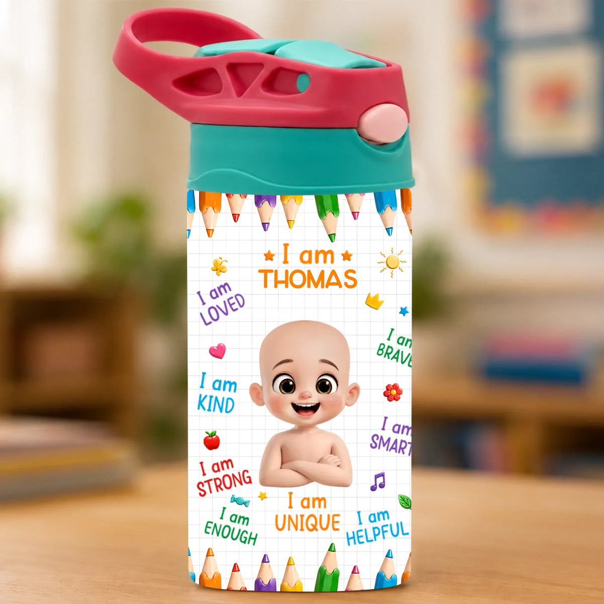Custom Kids Insulated Water Bottle - Personalized Back To School Gifts For Kids - Ready Set Learn