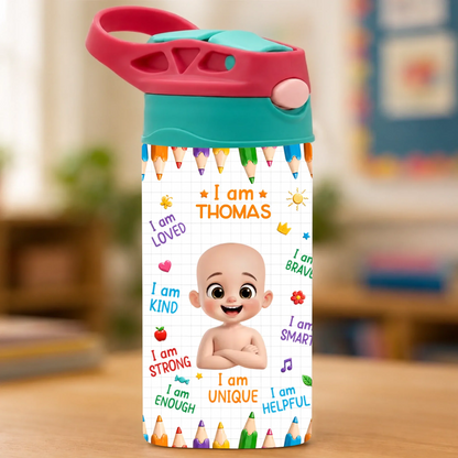 Custom Kids Insulated Water Bottle - Personalized Back To School Gifts For Kids - Ready Set Learn