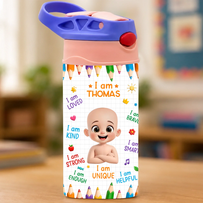 Custom Kids Insulated Water Bottle - Personalized Back To School Gifts For Kids - Ready Set Learn