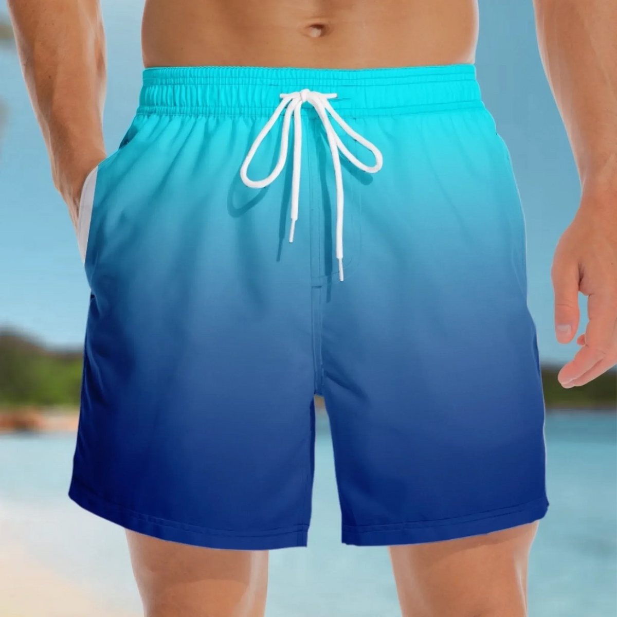 Custom Funny Men Swim Trunks - Personalized Birthday Gifts For Husband, Son, Grandson, Brother, Grandpa, Dad, Yourself - Looking Back