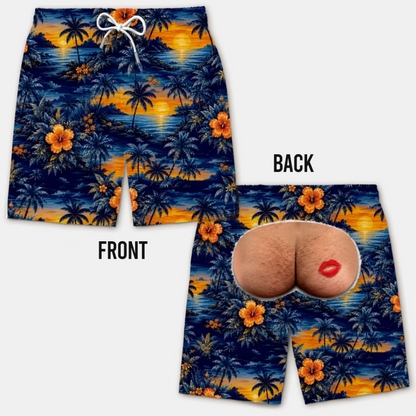 Custom Funny Men Swim Trunks - Personalized Birthday Gifts For Husband, Son, Grandson, Brother, Grandpa, Dad, Yourself - Rear View Approved