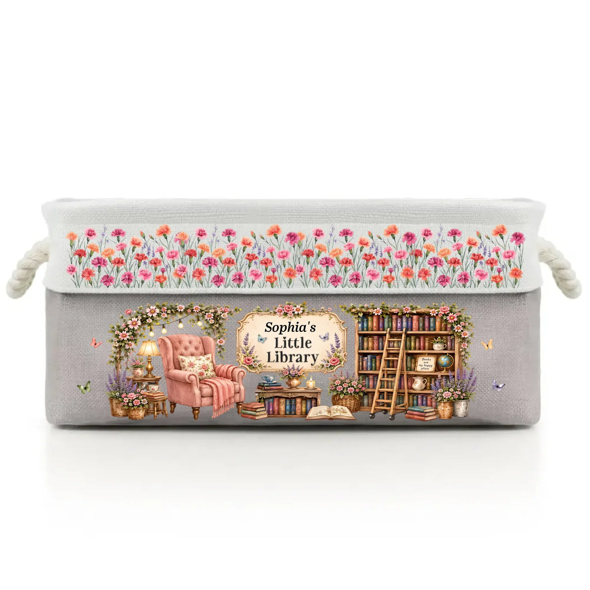 Custom Storage Basket - Personalized Bookish Gifts For Book Lovers, Bookworms, Readers - Lost In A World Of Books