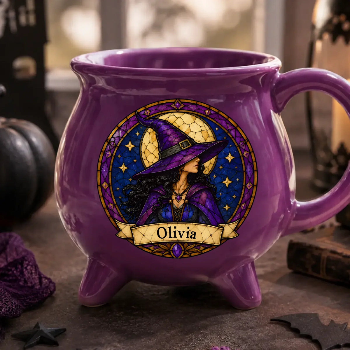 Custom Witchy Cauldron Coffee Mug - Personalized Halloween Gifts For Witch, Wife, Daughter, Besties, Sisters, Granddaughter, Grandma, Mom, Yourself - Moonlit Witch Vibes