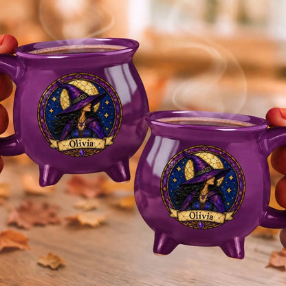 Custom Witchy Cauldron Coffee Mug - Personalized Halloween Gifts For Witch, Wife, Daughter, Besties, Sisters, Granddaughter, Grandma, Mom, Yourself - Moonlit Witch Vibes