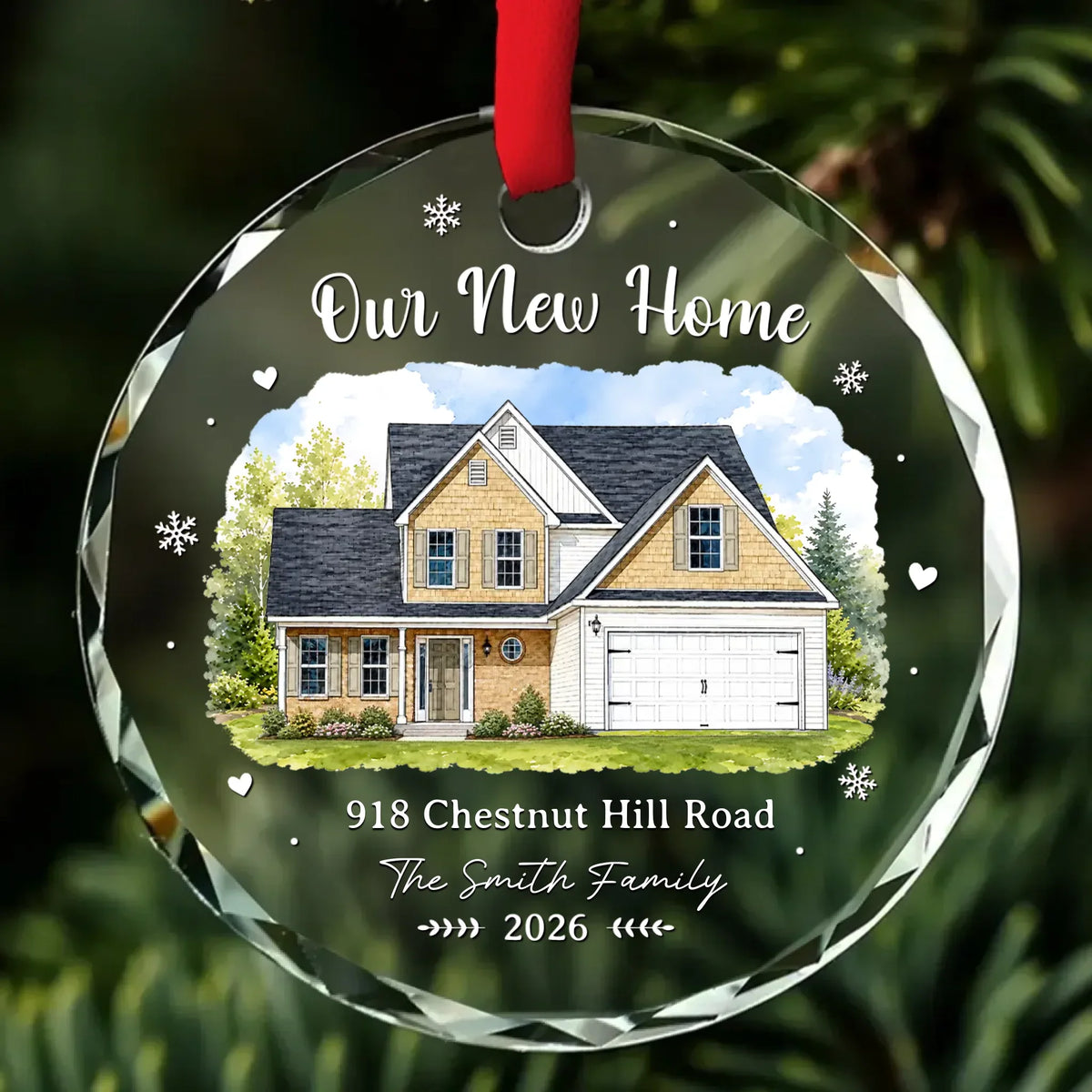 Custom Photo New Home Circle Glass Ornament - Personalized Anniversary Christmas Wedding Gifts For Husband And Wife, Him And Her - New Keys New Memories