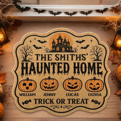 Custom Pumpkin Shaped Doormat - Personalized Halloween Decor Birthday Gifts For Mom, Dad, Brother, Sister, Kids - Pumpkins Smiles Memories