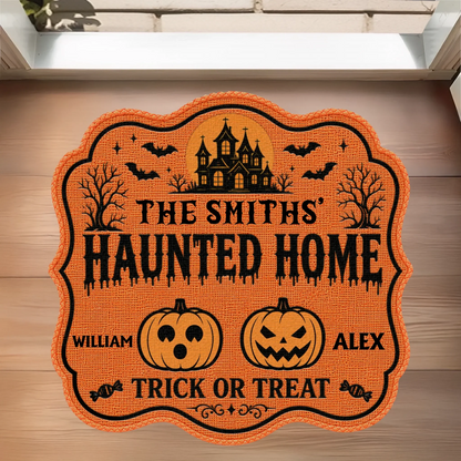 Custom Pumpkin Shaped Doormat - Personalized Halloween Decor Birthday Gifts For Mom, Dad, Brother, Sister, Kids - Pumpkins Smiles Memories