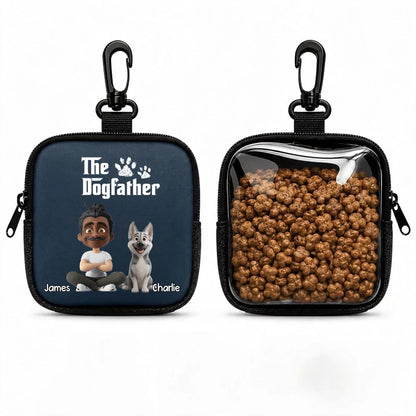Custom Portable Dog Treat Pouch - Personalized The Dogfather Custom Owner Dog Name Breed Treat Bag - For Dog Dad & Pet Lover Gifts