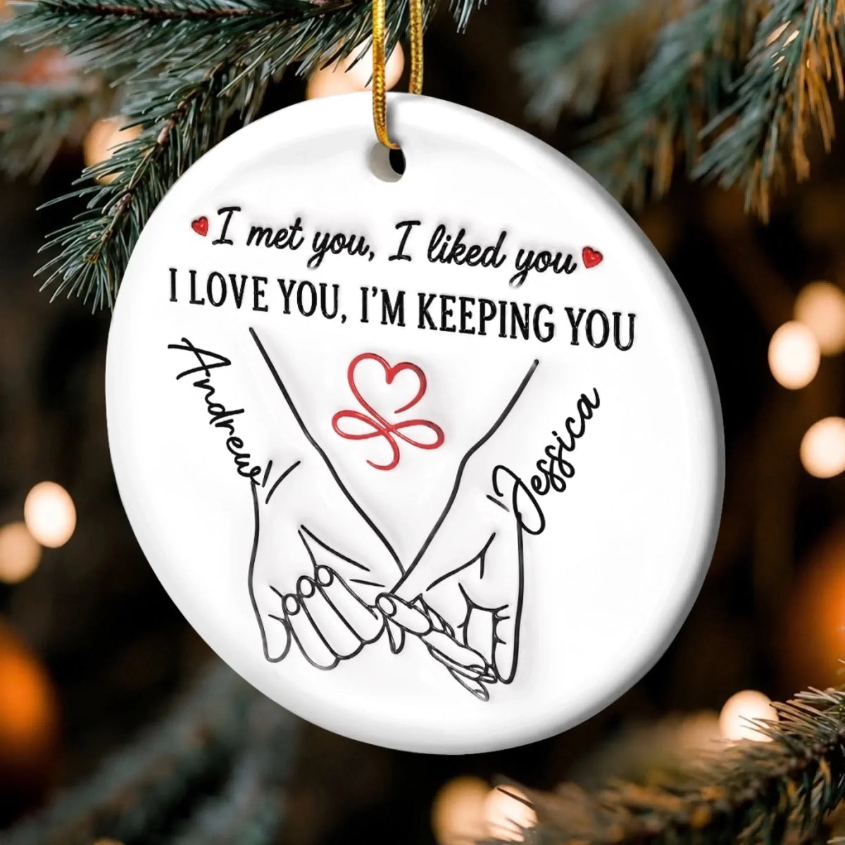 Custom Double-Sided Ceramic Ornament - Personalized Anniversary Wedding Gifts For Husband And Wife, Him And Her - Where Our Love Story First Began