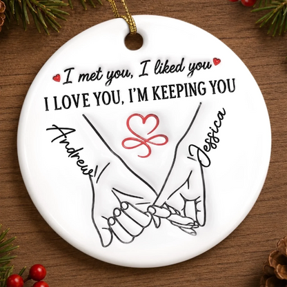 Custom Double-Sided Ceramic Ornament - Personalized Anniversary Wedding Gifts For Husband And Wife, Him And Her - Where Our Love Story First Began