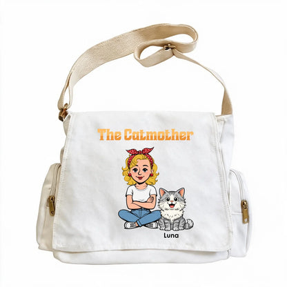 Custom Vintage Tote Crossbody Bag - Personalized The Catmother Custom Cat Names Breeds Vintage Canvas Crossbody Bag - For Cat Mom & Cat Lover Gifts