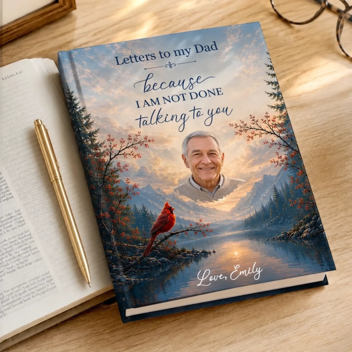 Custom Photo Hardcover Journal - Personalized Memorial Sympathy Gifts For Loss Of Mom, Dad - Your Love Still Guides Me Home
