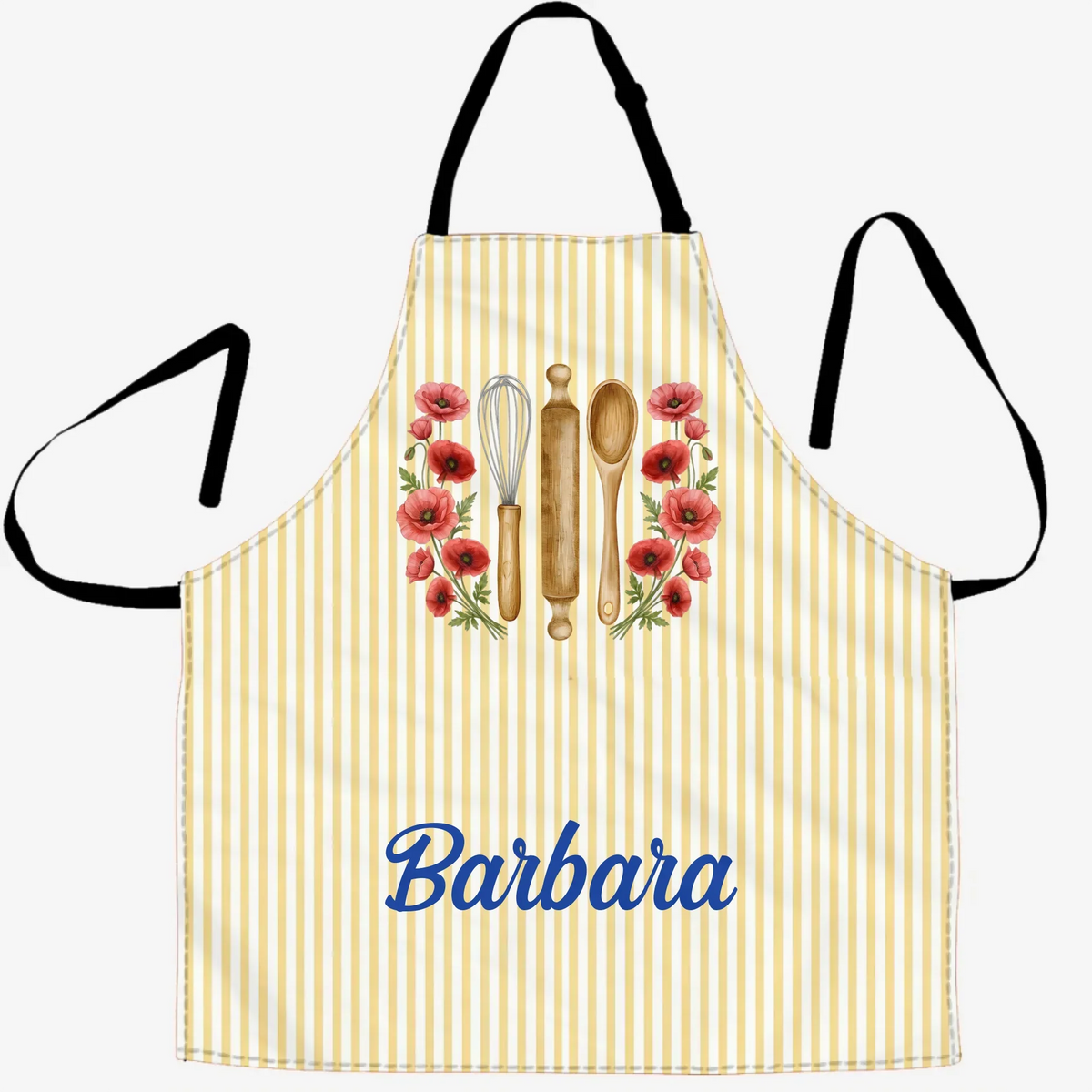 Birth Flower Striped Pattern - Personalized Apron
