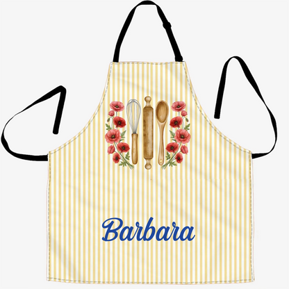 Birth Flower Striped Pattern - Personalized Apron