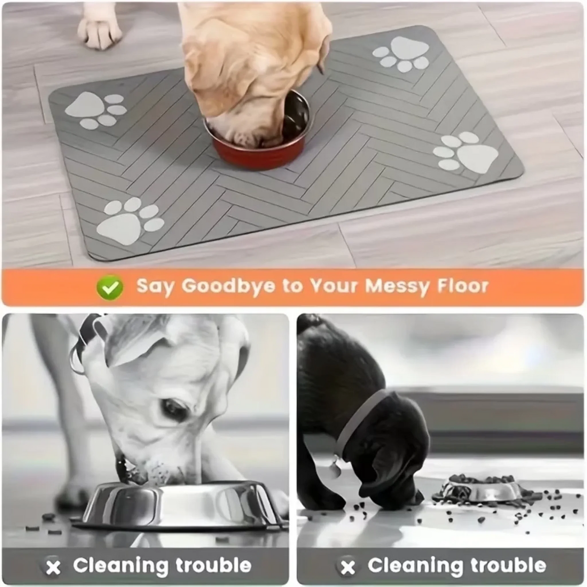 Custom Dog Feeding Pad - Personalized Gifts For Dog Cat Owner & Pet Lover - Slip Paw Print Dog Cat Feeding Mat Quick Dry Waterproof
