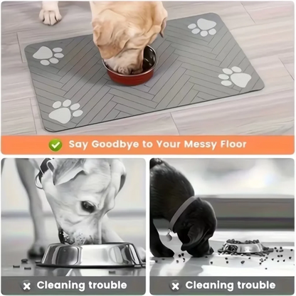 Custom Dog Feeding Pad - Personalized Gifts For Dog Cat Owner & Pet Lover - Slip Paw Print Dog Cat Feeding Mat Quick Dry Waterproof