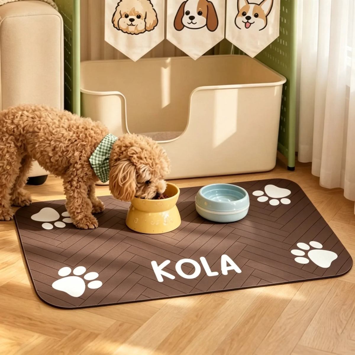 Custom Dog Feeding Pad - Personalized Gifts For Dog Cat Owner & Pet Lover - Slip Paw Print Dog Cat Feeding Mat Quick Dry Waterproof
