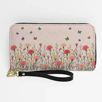 Custom Name & Birth Flower For Her, Teacher, Coworkers, Boss, Friends - Personalized Wallet