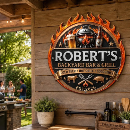 Custom BBQ Shaped Metal Sign - Personalized Grilling Gifts For BBQ Lovers, Husband, Son, Grandson, Brother, Grandpa, Dad, Yourself - Grill Mode Activated