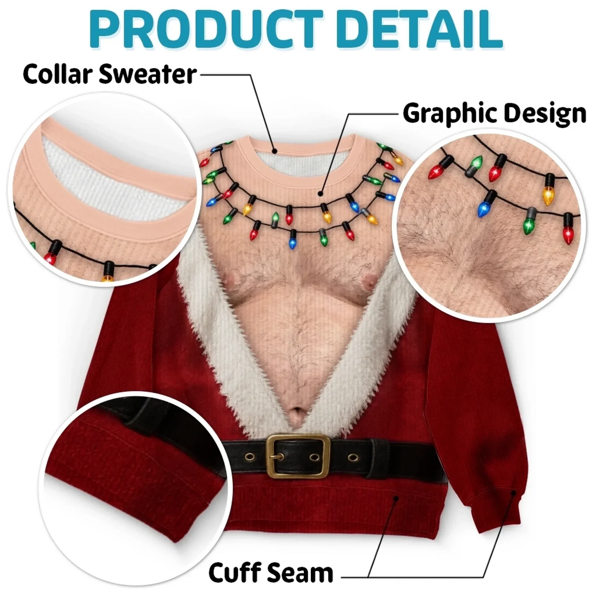 Custom Funny Ugly Sweatshirt - Personalized Christmas Birthday Gifts For Husband, Son, Grandson, Brother, Grandpa, Dad, Yourself - Santa Abs On Full Display Today