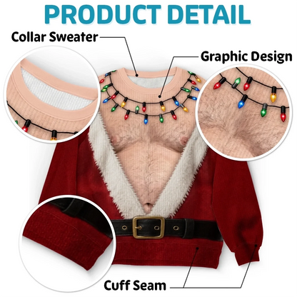 Custom Funny Ugly Sweatshirt - Personalized Christmas Birthday Gifts For Husband, Son, Grandson, Brother, Grandpa, Dad, Yourself - Santa Abs On Full Display Today