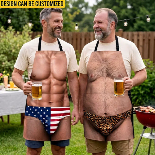 Custom Funny Patriotic Apron With Pocket - Personalized Birthday Gifts For Husband, Son, Grandson, Brother, Grandpa, Dad, Yourself - Kiss The Cook