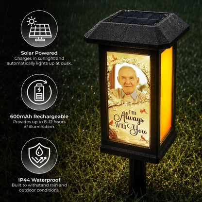 Custom Photo Solar Garden Light - Personalized Memorial Sympathy Gifts For Loss Of Mom, Dad - Gone From Sight Not From Heart