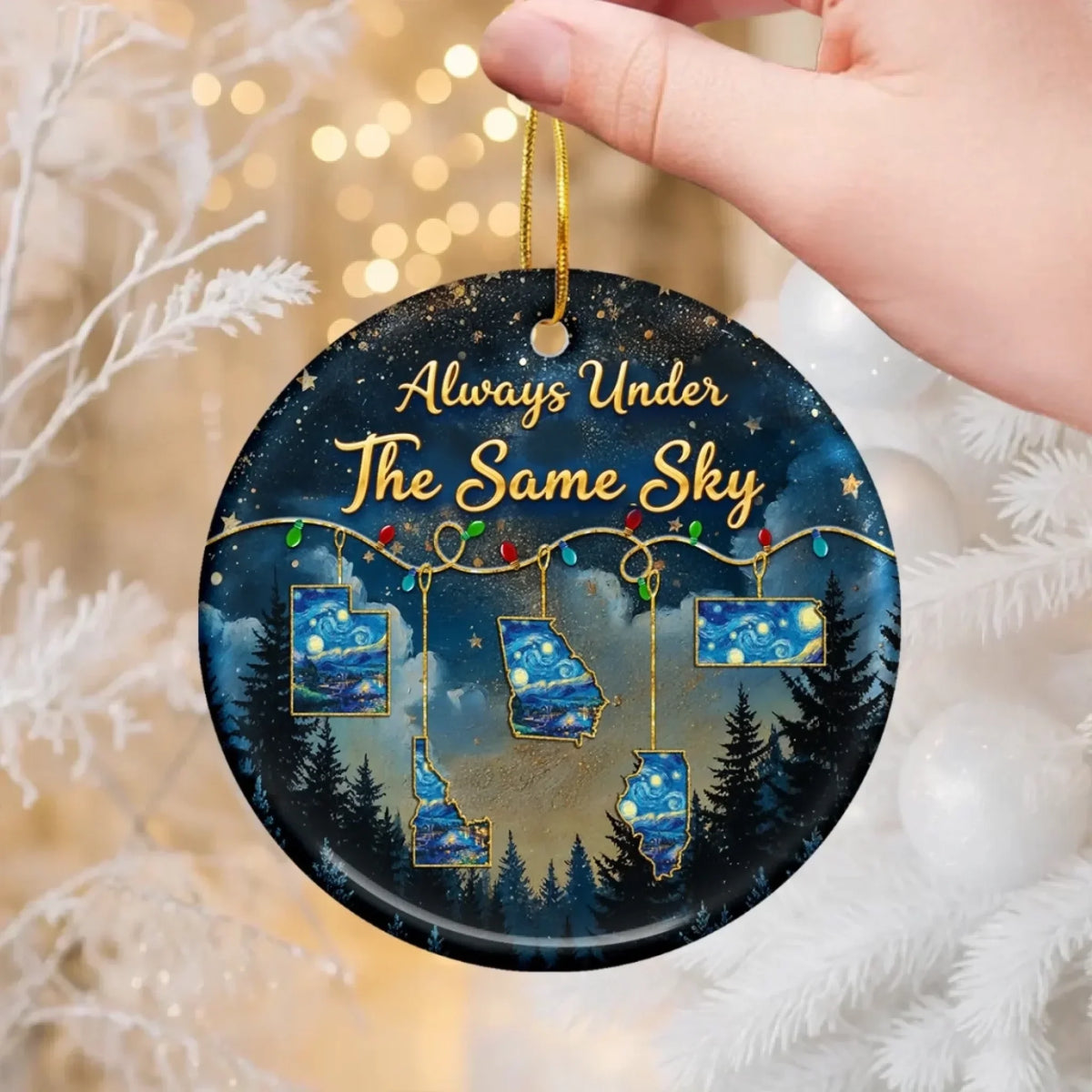 Custom Long Distance Ceramic Ornament - Personalized Best Friend Christmas Birthday Gifts For Women, Besties, Sisters, BFF - Hearts Stay Close Across Miles