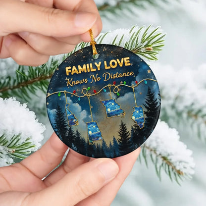 Custom Long Distance Ceramic Ornament - Personalized Best Friend Christmas Birthday Gifts For Women, Besties, Sisters, BFF - Hearts Stay Close Across Miles