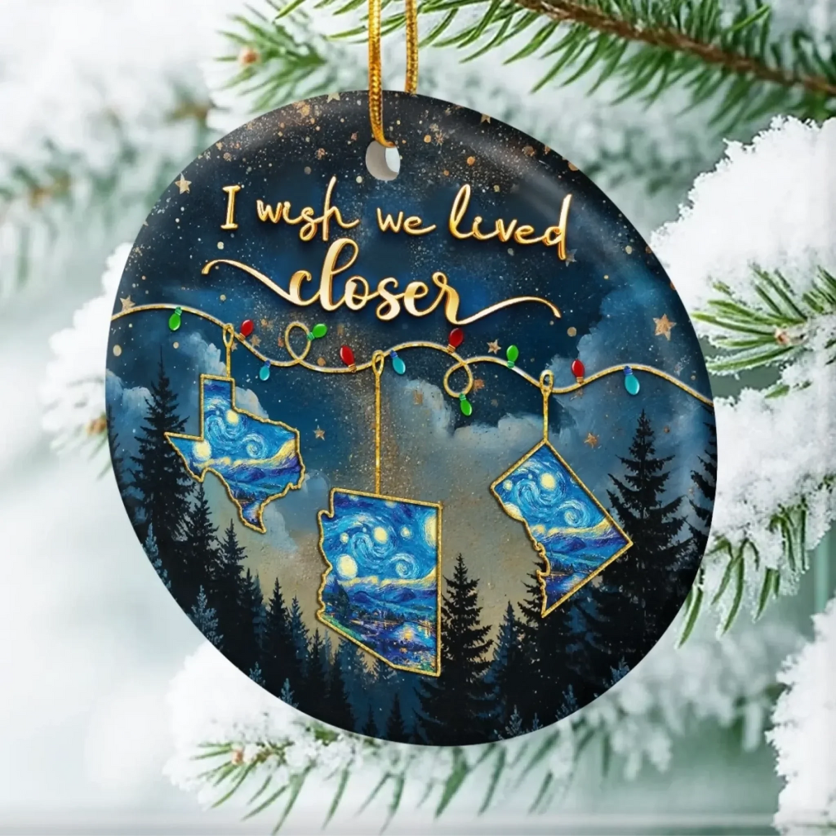 Custom Long Distance Ceramic Ornament - Personalized Best Friend Christmas Birthday Gifts For Women, Besties, Sisters, BFF - Hearts Stay Close Across Miles