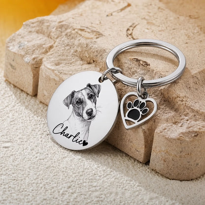 Custom Dog Photo Keychain - Personalized Dog Photo with Heart Paw Charm - Gift for Pet Parents