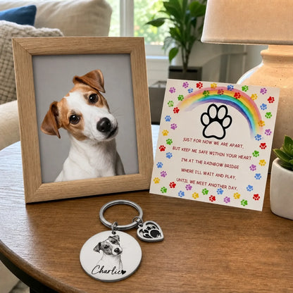 Custom Dog Photo Keychain - Personalized Dog Photo with Heart Paw Charm - Gift for Pet Parents