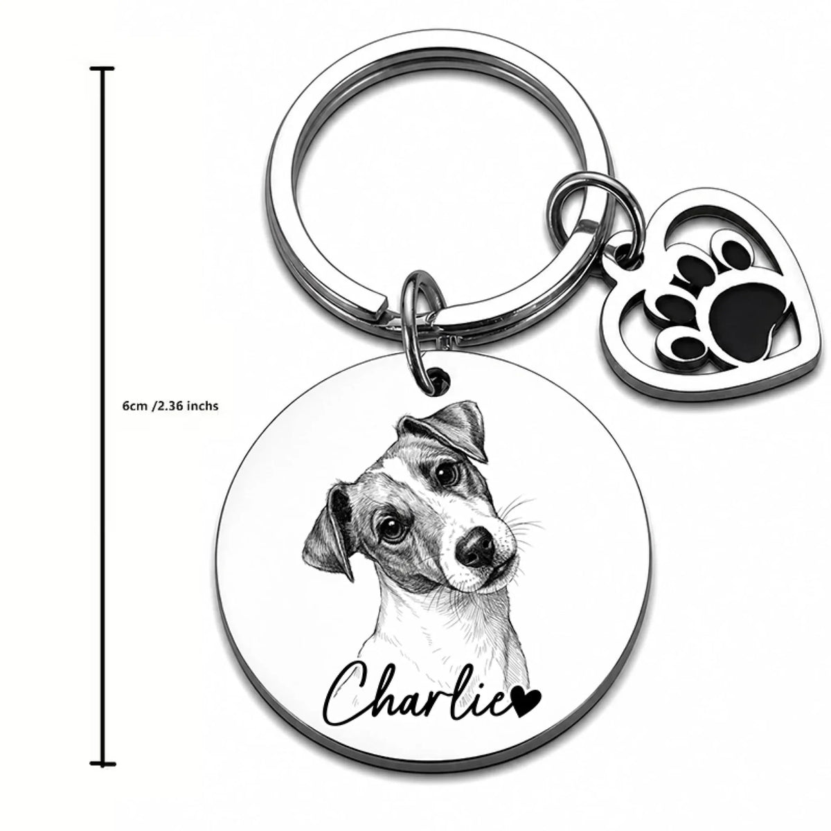 Custom Dog Photo Keychain - Personalized Dog Photo with Heart Paw Charm - Gift for Pet Parents