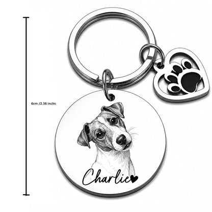 Custom Dog Photo Keychain - Personalized Dog Photo with Heart Paw Charm - Gift for Pet Parents