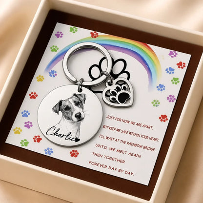 Custom Dog Photo Keychain - Personalized Dog Photo with Heart Paw Charm - Gift for Pet Parents