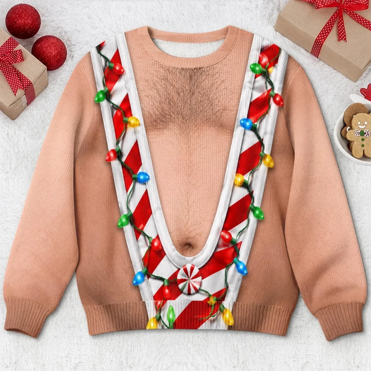 Personalized Ugly Sweatshirt - Christmas, Funny Gift For Men - My Belly Brings The Cheer
