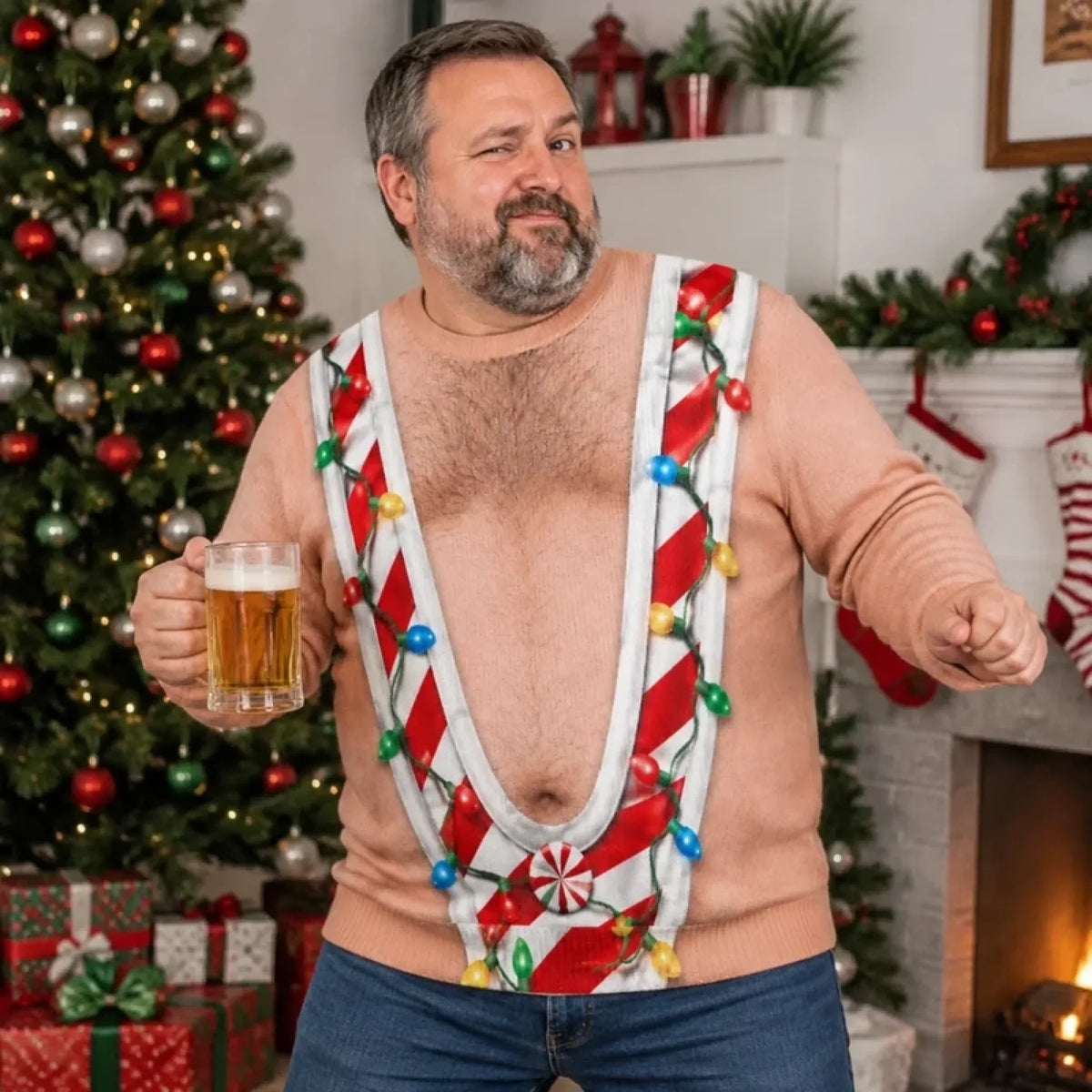 Personalized Ugly Sweatshirt - Christmas, Funny Gift For Men - My Belly Brings The Cheer