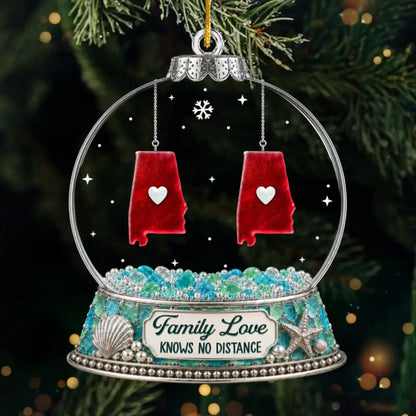 Custom Long Distance Acrylic Ornament - Personalized Christmas Birthday Gifts For Mom, Dad, Brother, Sister - Home Is Where Heart Belongs