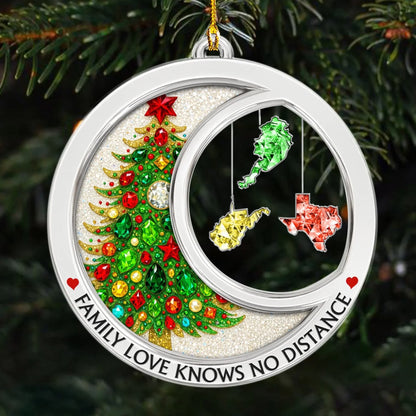Family Love Knows No Distance Crystal - Personalized Acrylic Ornament