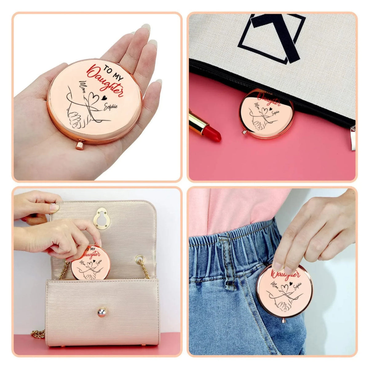 Custom Compact Mirror - Personalized Birthday Gifts For Wife, Daughter, Besties, Sisters, Granddaughter, Grandma, Mom, Yourself - How Special You Are To Me