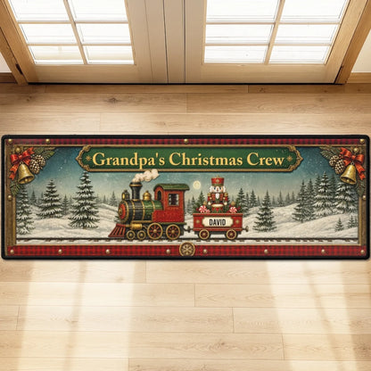 Personalized Runner Rug - Custom Name Christmas Train Family Rug For Grandma, Nana, Christmas Crew - My Grandma's Christmas Crew