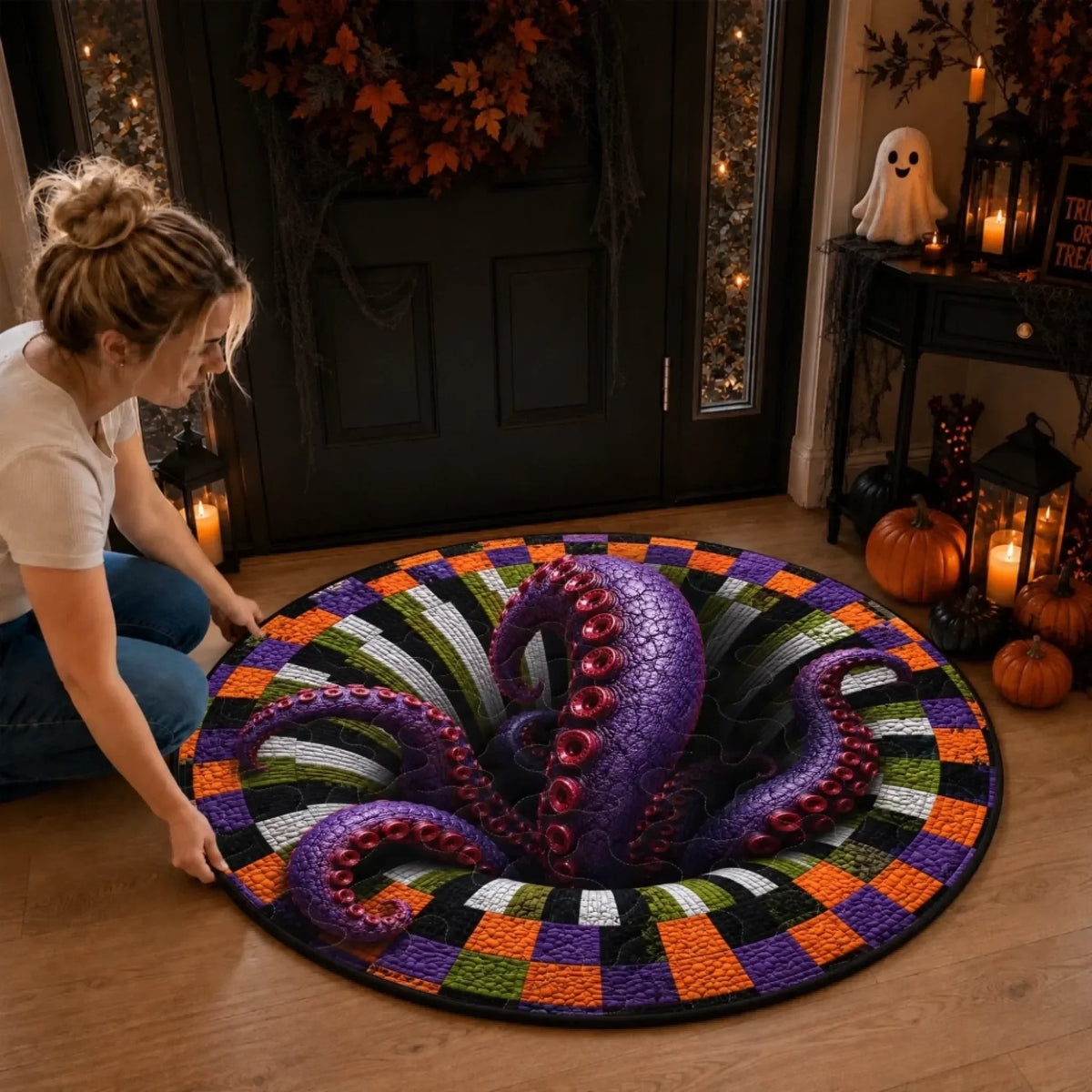 Custom Shaped Doormat - Personalized Halloween Decor Birthday Gifts For Mom, Dad, Brother, Sister - Spooky Nights Together