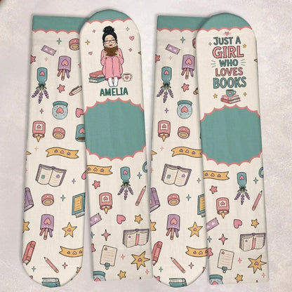 Custom Crew Socks - Personalized Bookish Gifts For Book Lovers, Bookworms, Readers - Just A Girl Collecting Stories