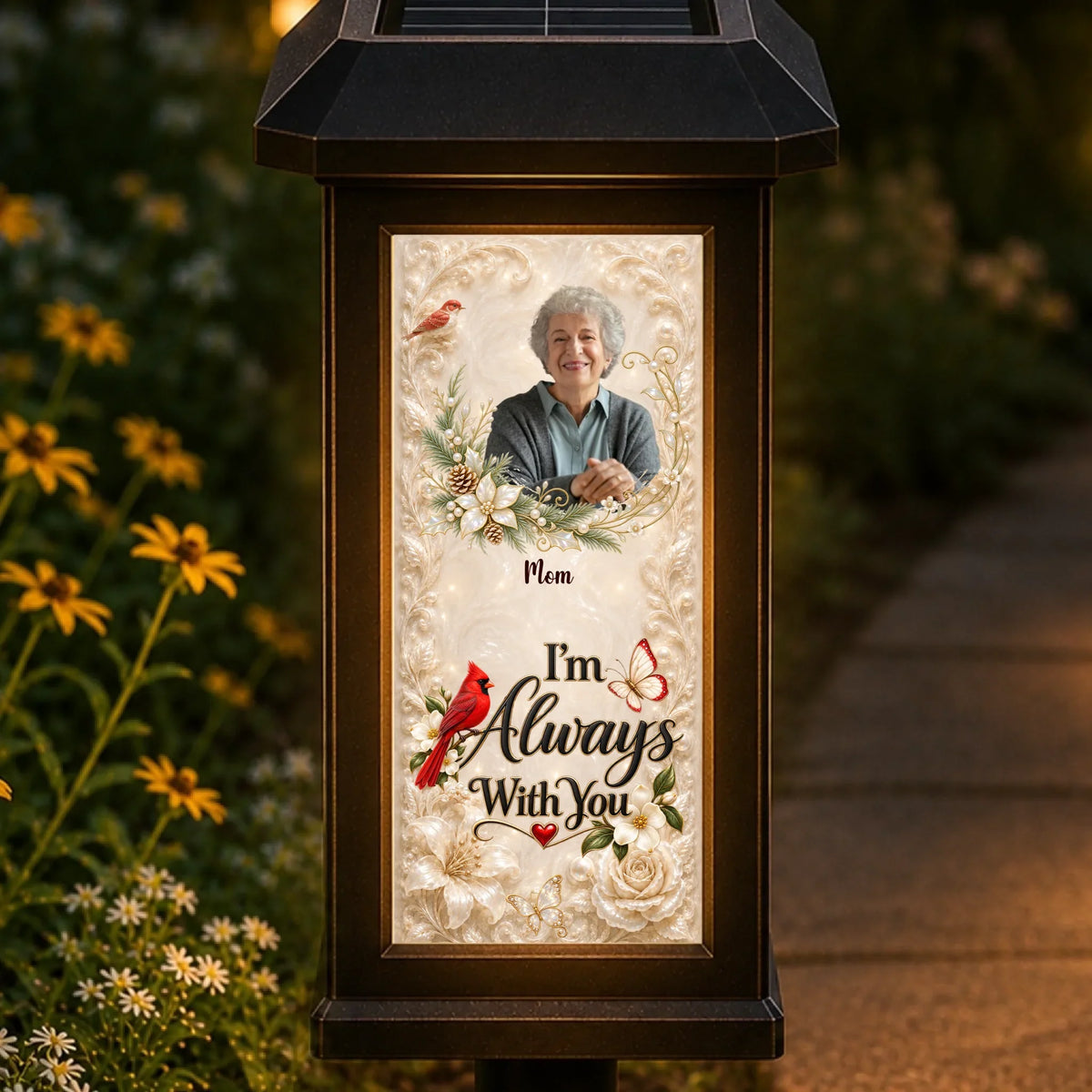 Personalized Solar Garden Light - Custom Photo Memorial Garden Light For Grieving Families, Loss Of Mom, Loss Of Dad - My Forever In Our Hearts
